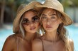 © Lulla - Summer leisure. Beautiful young women at the sea side. Summer holidays and vacation - girls sunbathing on the beach.