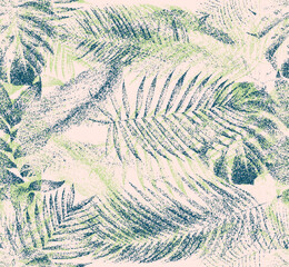 Vintage Palm Tree Pattern in vector graphic, tropical background pattern in summer botanical vibes, grunge texture effects this print, it use for textile fabric allover , t-shirt design