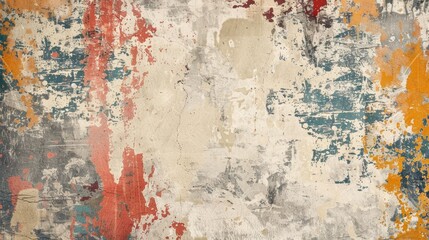 Sticker - High-resolution image of a worn, multicolored grunge texture with peeling paint