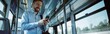 © carballo - business man with mobile phone on the bus