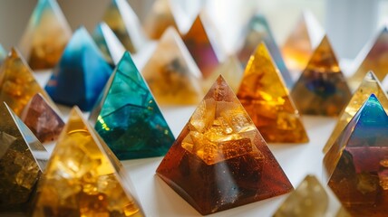 Wall Mural - unique handmade gift, epoxy resin product, a wonderful pyramid, generated by AI