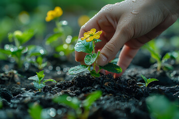 Wall Mural - Take up gardening as a hobby to cultivate plants and flowers, fostering a connection with nature. Concept of environmental stewardship. Generative Ai.