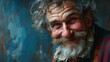 An old man, 3d character, smiles and expresses happiness. Created with generative AI.