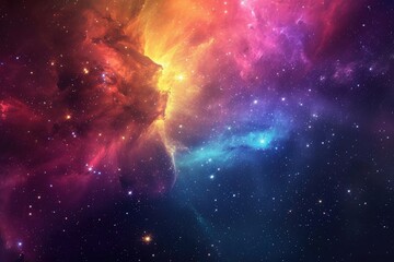 Wall Mural - Stunning view of milky way galaxy over alien landscape. Illustration of a background with a majestic space theme.