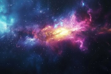 Wall Mural - Expansive universe with distant stars and planets. Illustration of a background with a majestic space theme.