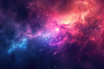Wall Mural - Galactic core surrounded by colorful nebulae. Illustration of a background with a majestic space theme.