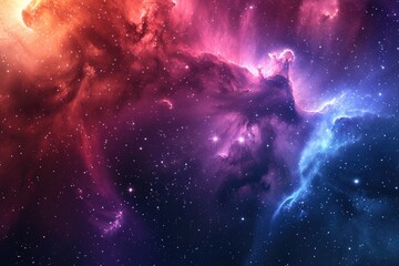 Wall Mural - Vibrant galaxy with colorful nebulae and star clusters. Illustration of a background with a majestic space theme.