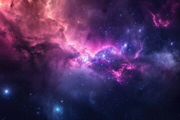 Wall Mural - Galactic wonders. Swirling nebulae and celestial bodies. Illustration of a background with a majestic space theme.