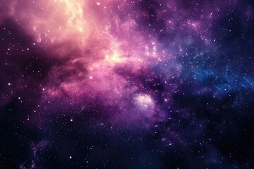 Wall Mural - Mystical universe. Bright stars and expanding nebula. Illustration of a background with a majestic space theme.