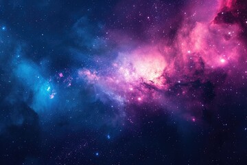 Wall Mural - Deep space exploration. Colorful nebula and distant galaxies. Illustration of a background with a majestic space theme.