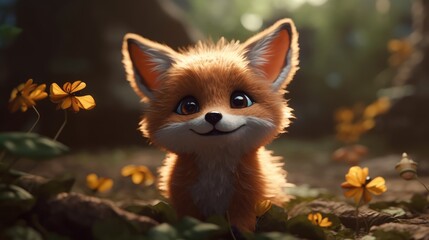 Wall Mural - adorable baby fox. created with generative ai.