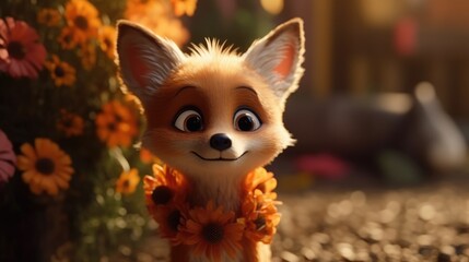 Wall Mural - adorable baby fox. created with generative ai.