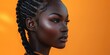 	
a gorgeous black woman in front of an orange background