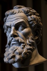 Poster - Dramatic stone sculpture of a bearded man