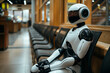 AI robot sitting and waiting for a job interview: AI vs human competition. Generative AI