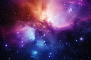 Wall Mural - Fantasy cosmic scene with planets and star clusters. Illustration of a background with a majestic space theme.