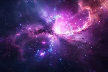 Wall Mural - Colorful nebula cloud in deep space. Illustration of a background with a majestic space theme.