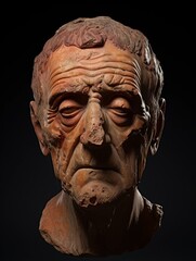 Poster - Detailed sculpture of an elderly man's face