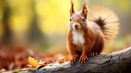 Sticker - Cute squirrel in autumn forest