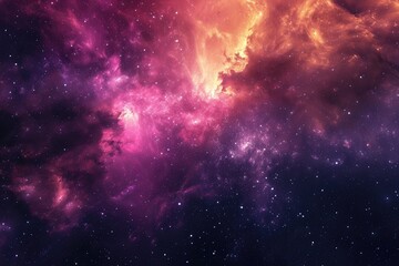 Wall Mural - Abstract space scene with nebulae and glowing stars. Illustration of a background with a majestic space theme.