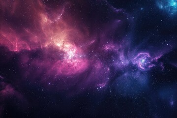 Wall Mural - Stunning view of milky way galaxy over alien landscape. Illustration of a background with a majestic space theme.