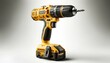 Images of an electric drill with a yellow casing, The images highlight the drill's robust design and striking yellow color, emphasizing its professional quality and functional features.