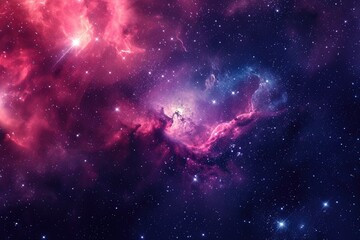 Wall Mural - Vibrant spiral galaxy with star clusters and nebulae. Illustration of a background with a majestic space theme.