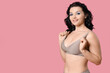 © Pixel-Shot - Beautiful young happy body positive woman in stylish underwear on pink background