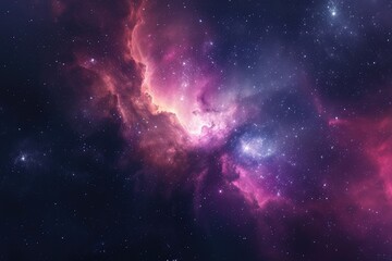 Wall Mural - Deep space exploration. Colorful nebula and distant galaxies. Illustration of a background with a majestic space theme.