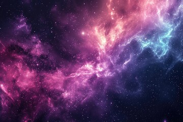 Wall Mural - Epic view of milky way galaxy and surrounding nebulae. Illustration of a background with a majestic space theme.