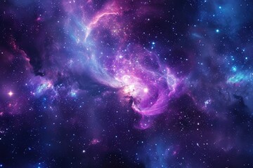 Wall Mural - Mystical spiral galaxy with vibrant nebula and stars. Illustration of a background with a majestic space theme.