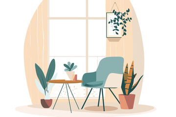 Sticker - Modern minimalist home decor isolated vector style