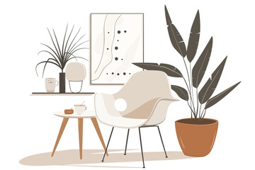 Sticker - Modern minimalist home decor isolated vector style