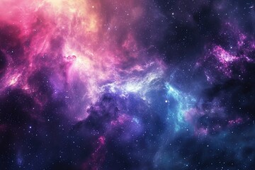 Wall Mural - Intergalactic journey through star-filled void. Illustration of a background with a majestic space theme.
