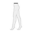 Fishnet Tights Pantyhose on legs, big mesh size, high rise. Fashion accessory clothing technical illustration stocking. Vector side view for Men, women, unisex style, flat template CAD mockup sketch
