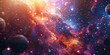 Space Odyssey: Abstract Cosmic Background with Stars and Planets, Ideal for Science Fiction or Space Exploration Plays