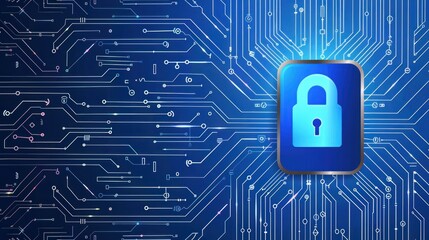 Poster - Digital padlock icon of cyber security and data protection technology,.and business data privacy concept.
