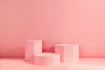 Poster - Pink podiums against a pink backdrop. High quality photo