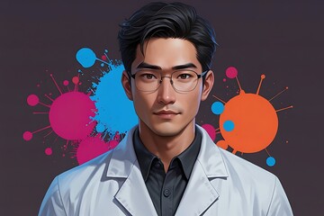 Wall Mural - Innovative Minds Modern Asian Male Scientist 