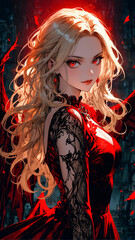 Wall Mural - Female vampire character with wings in the church