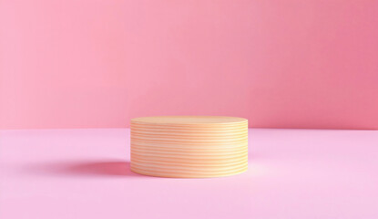 Aufkleber - Empty podium on pink background. Minimalist product display concept. Perfect for design and advertising, ideal for showcasing goods in a modern and stylish context.