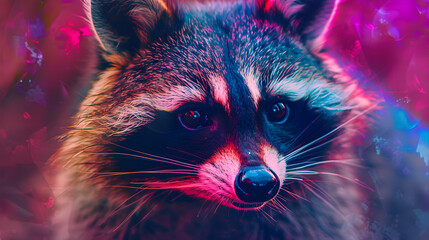 Wall Mural - A multi-colored racoon