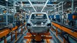 © Paul - Intimate view of an automated assembly line in a modern car factory, focusing on high-definition details of vehicle manufacturing