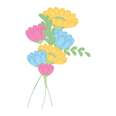 Wall Mural - Isolated colored group of flowers icon Vector illustration