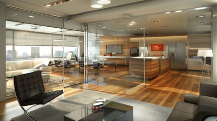 Poster - modern office glass door, office background 
