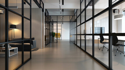 Poster - modern office glass door, office background 