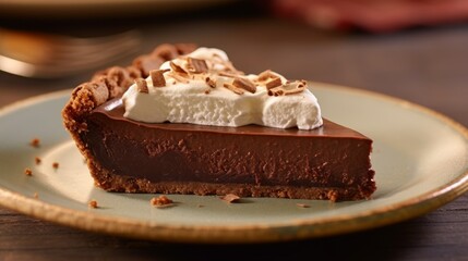 Wall Mural - Decadent chocolate cream pie with whipped topping