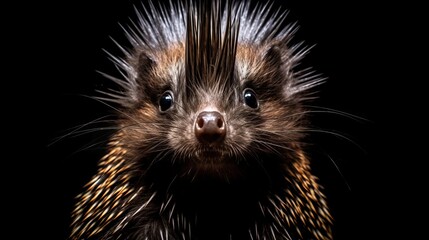 Poster - close-up of a porcupine with sharp quills