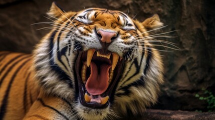 Canvas Print - Fierce tiger roaring with open mouth