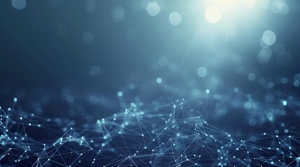 Poster - A backdrop of soft glowing light blue connections forming a tranquil plexus pattern over a navy blue base designed with a significant amount of space for text on the right side